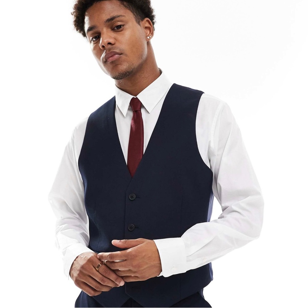 Asos Design Men's Navy Blue Vest
